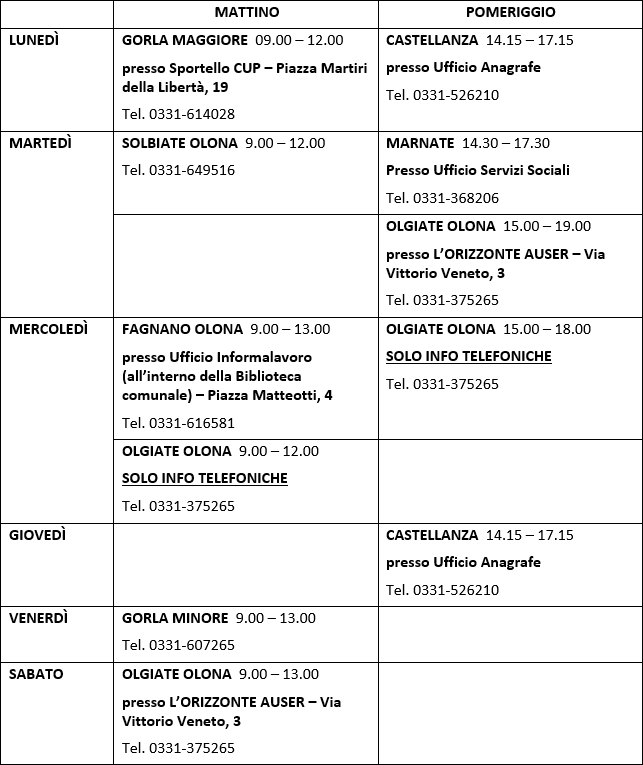Orari di apertura Sportello Immigrati